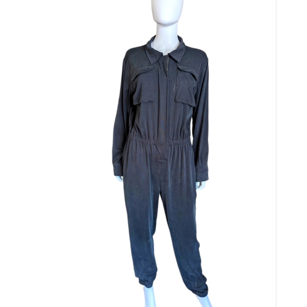 KITH Sandwash Lina Boile Jumpsuit Romper pants, long sleeves Front zipper close